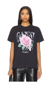 Ganni Basic Jersey Rose Relaxed T-shirt Phantom In 浅灰