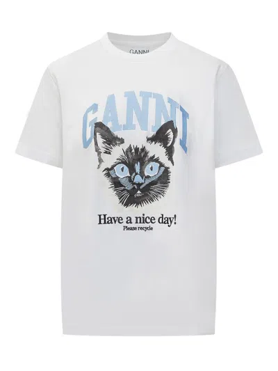 Ganni Jersey Cat White T-shirt