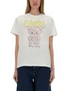 Ganni Basic Cotton Jersey Teddy Relaxed T-shirt In White