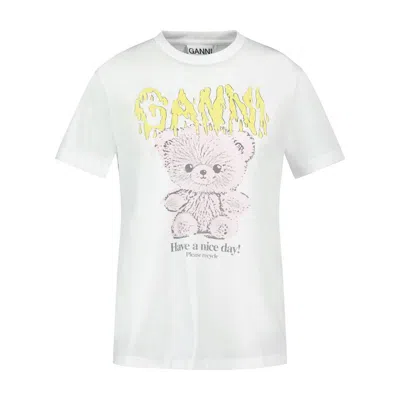 Ganni Basic Teddy T Shirt In White