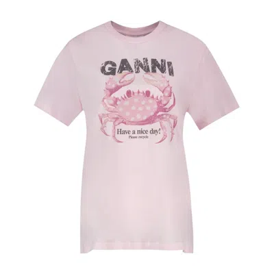 Ganni Basic T-shirt -  - Cotton - Pink