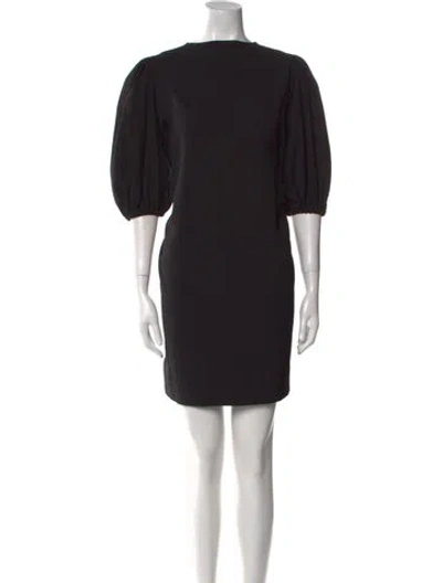 Pre-owned Ganni Bateau Neckline Mini Dress In Black