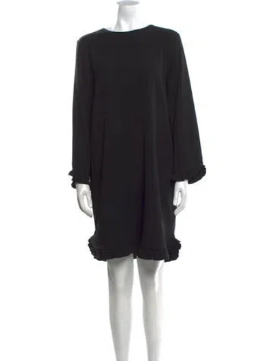 Pre-owned Ganni Bateau Neckline Mini Dress In Black