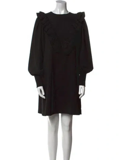 Pre-owned Ganni Bateau Neckline Mini Dress In Black
