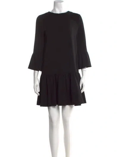 Pre-owned Ganni Bateau Neckline Mini Dress In Black