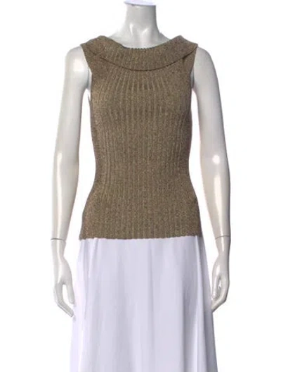 Pre-owned Ganni Bateau Neckline Sleeveless Top In Neutral