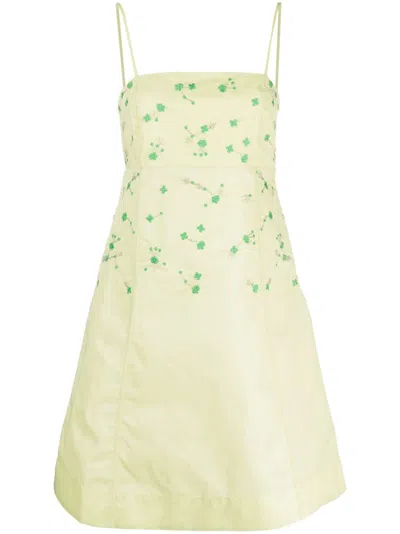 Ganni Ssense Exclusive Green Minidress In Lily Green
