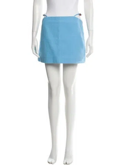 Pre-owned Ganni Beaded Accents Mini Skirt In Blue