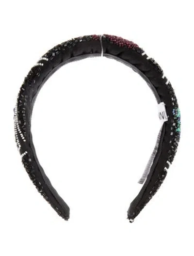 Pre-owned Ganni Beaded Headband In Black