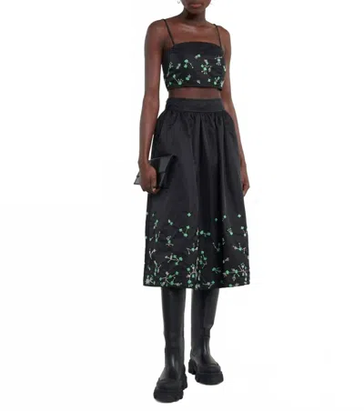 Ganni Beaded Midi Skirt In Black
