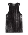 Ganni Beaded Sleeveless Tank Top In Black