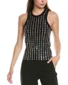 Ganni Beaded Sleeveless Tank Top In Black