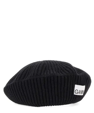 Ganni Beanie In Black