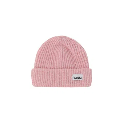 Ganni Beanie Cap In Pink