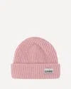 Ganni Wool-blend Light Structured Rib-knit Beanie In Pink