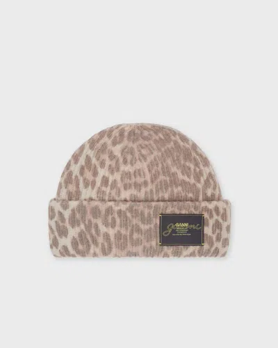 Ganni Mössa Graphic Wool Mix Printed Leopard In Brown