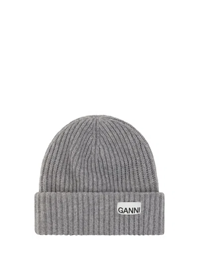 Ganni Beanie Hat In Gray