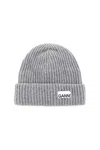 Ganni Melange Grey Logo Beanie