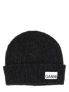 GANNI BEANIE HAT WITH LOGO