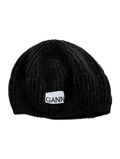 Pre-owned Ganni Beanie Hat W/tags In Gray