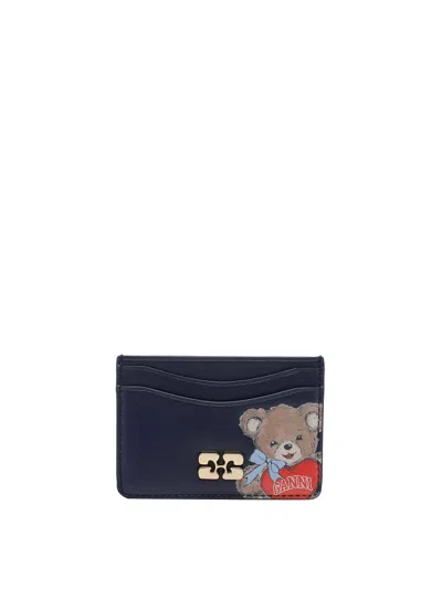 Ganni Bear Cards Holder In Blue