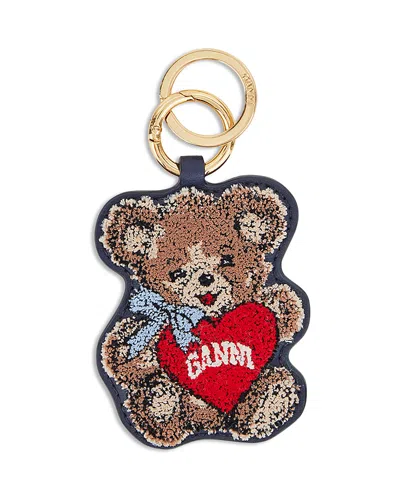 Ganni Bear Keyring In Blue