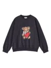 Ganni Bear Graphic Sweatshirt With Rhinestones In Black