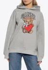 Ganni Isoli Bear Oversize Sweatshirt Hoodie In Gray