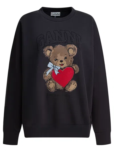 Ganni Bear Sweatshirts Black