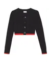 Ganni Bed-detail Merino Wool-blend Cardigan In Black