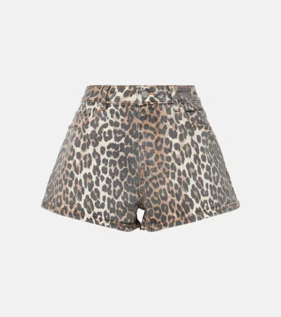 Ganni Bedruckte Jeansshorts In Animal Print