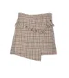 Ganni Checked Wrap Mini Skirt In Beige