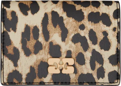 Ganni Card Holder With Animal Motif In Brown