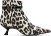 Ganni Eyelets Kitten Heel Satin Print Boots Leopard In 943 Leopard