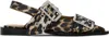 Ganni Multicolor Ballet Shoes With Double Buckle And All-over Leopard Print In 943 Leopard