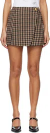 Ganni Kjol Wool Mix Check In Brown