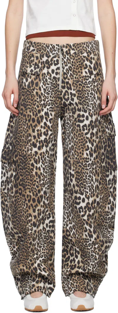 GANNI BEIGE & BROWN HEAVY FLEECE LOUNGE PANTS