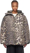 Ganni Leo Puffers Midi Style Down Jacket In 859 Almond Milk