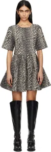 Ganni Leopard Cotton Tweed Mini Dress In 943 Leopard