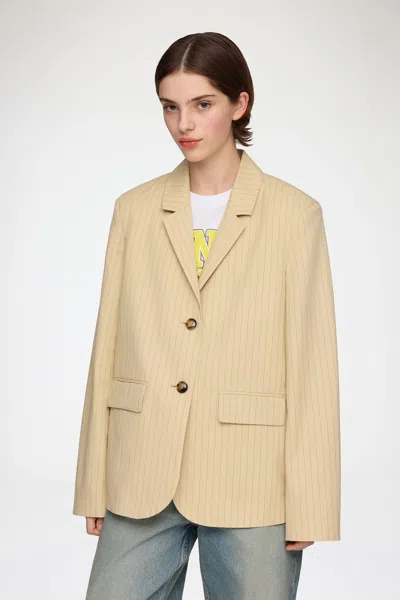 Ganni Beige Blazer In Sand