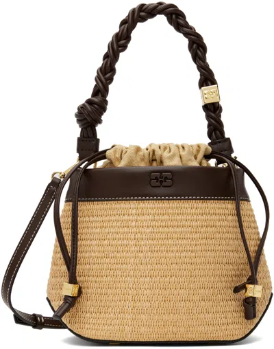 Ganni Beige Bou Bucket Bag In 119 Nature