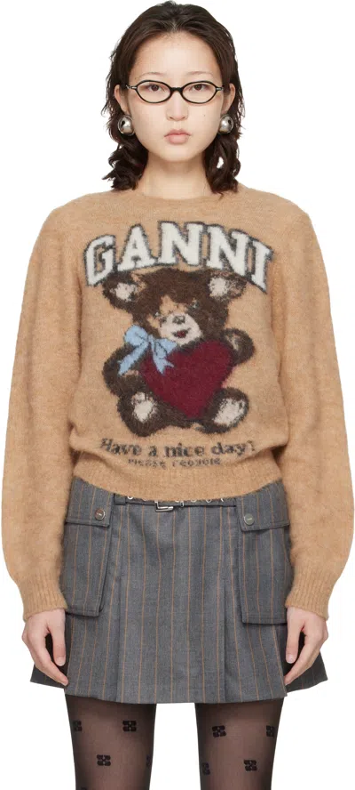 GANNI BEIGE BRUSHED ALPACA SWEATER