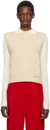 Ganni Jacquard-knit Wool And Cotton-blend Vest In 135 Egret