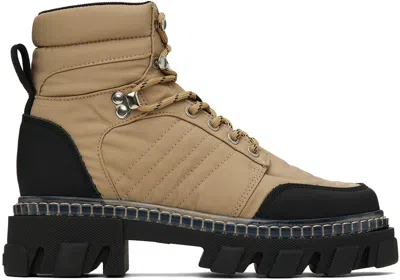 Ganni Lace-up Ankle Boots In Neutrals