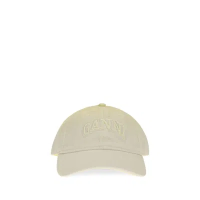Ganni Beige Cotton Cap (baseball Hat)