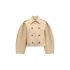 Ganni Double-breasted Belted Jacket In Neutral