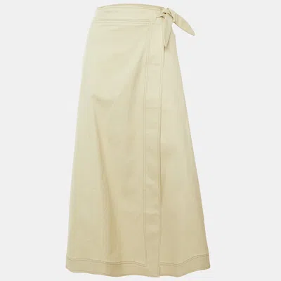 Ganni Beige Cotton Tie Up Detail Maxi Skirt In Neutral