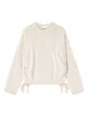 Ganni Drawstring Sweater In Neutral