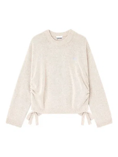 GANNI WOMEN BEIGE CREW-NECK SWEATER, S/M LUXURY SWEATERS & KNITWEAR FOR WOMEN DARVEYS