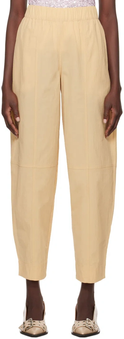 Ganni Beige Curve Trousers In 883 Safari
